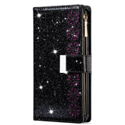 For Huawei Mate 20 Pro Multi-card Slots Starry Sky Laser Carving Glitter Zipper Horizontal Flip Leather Case with Holder & Wallet & Lanyard(Black)