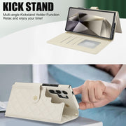 For Samsung Galaxy S24 Ultra 5G Crossbody Multifunction Rhombic Leather Phone Case(White)