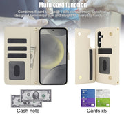 For Samsung Galaxy S24+ 5G Crossbody Multifunction Rhombic Leather Phone Case(White)