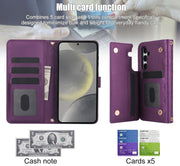 For Samsung Galaxy S24+ 5G Crossbody Multifunction Rhombic Leather Phone Case(Dark Purple)