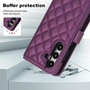 For Samsung Galaxy S24+ 5G Crossbody Multifunction Rhombic Leather Phone Case(Dark Purple)
