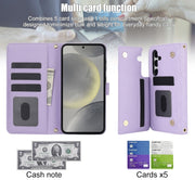 For Samsung Galaxy S24 5G Crossbody Multifunction Rhombic Leather Phone Case(Purple)
