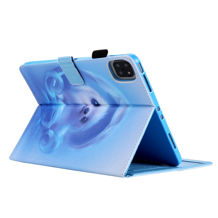 For iPad Pro 11 2024 Colored Drawing Leather Smart Tablet Case(Blue Dog)