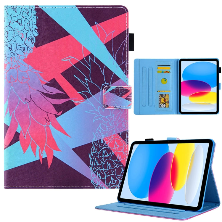 For iPad Pro 11 2024 Colored Drawing Leather Smart Tablet Case(Dazzling Pineapple)