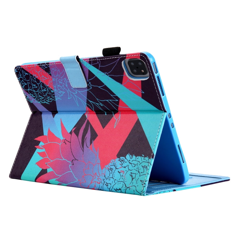 For iPad Pro 11 2024 Colored Drawing Leather Smart Tablet Case(Dazzling Pineapple)
