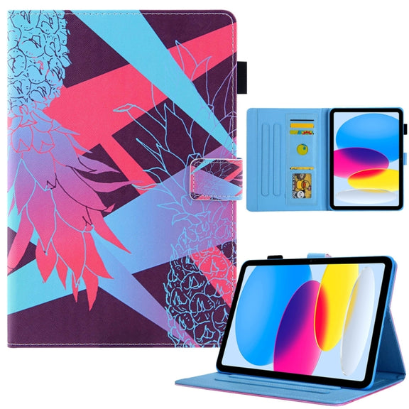 For iPad Pro 11 2024 Colored Drawing Leather Smart Tablet Case(Dazzling Pineapple)