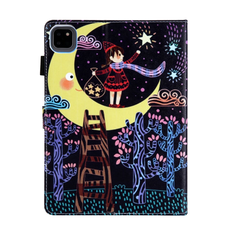 For iPad Pro 11 2024 Colored Drawing Leather Smart Tablet Case(Catch Stars Girl)