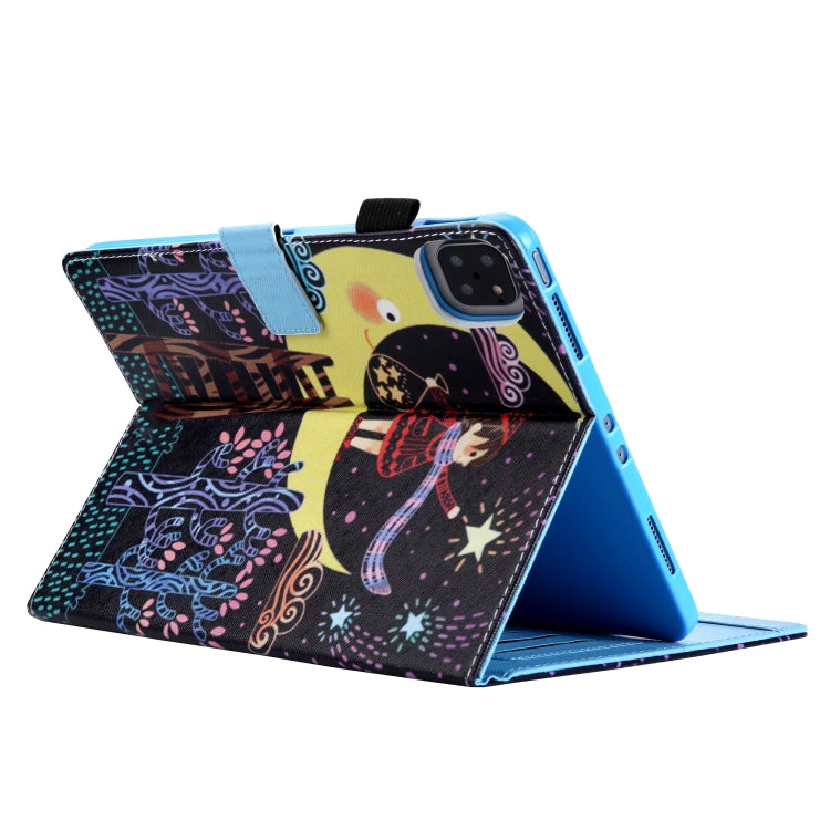 For iPad Pro 11 2024 Colored Drawing Leather Smart Tablet Case(Catch Stars Girl)