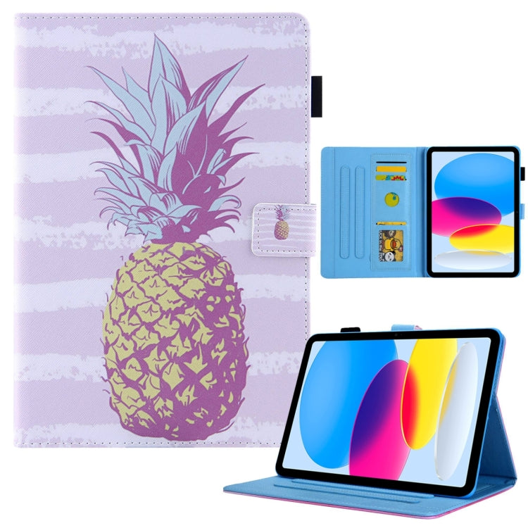 For iPad Pro 11 2024 Colored Drawing Leather Smart Tablet Case(Gold Pineapple)