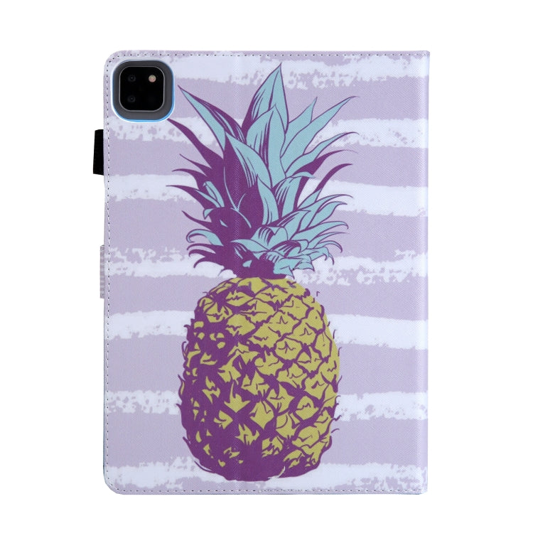 For iPad Pro 11 2024 Colored Drawing Leather Smart Tablet Case(Gold Pineapple)