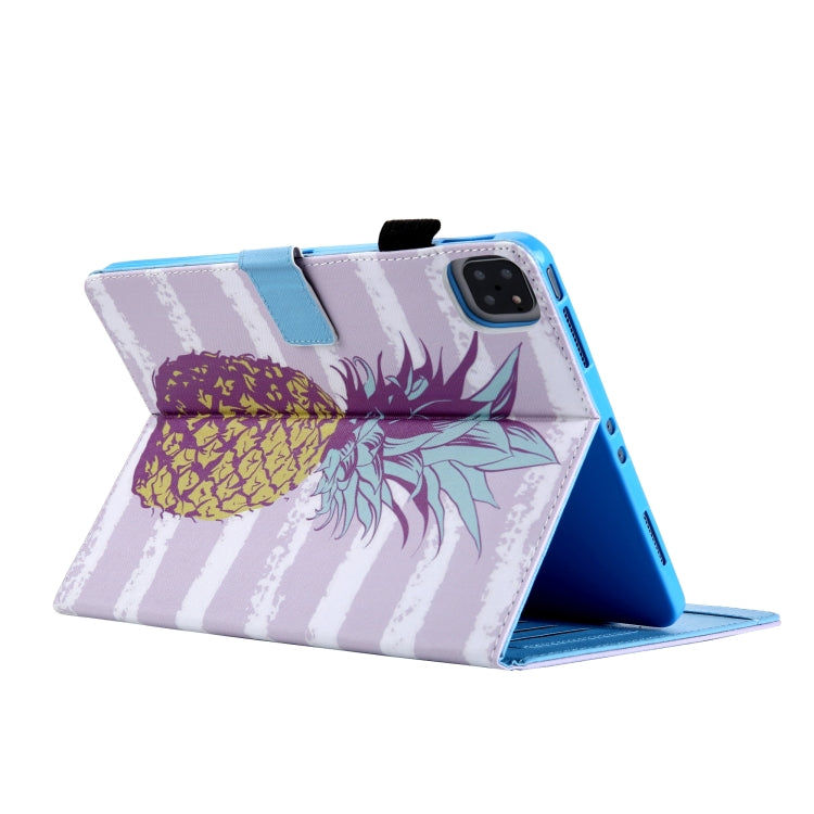 For iPad Pro 11 2024 Colored Drawing Leather Smart Tablet Case(Gold Pineapple)