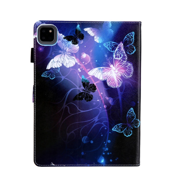 For iPad Pro 11 2024 Colored Drawing Leather Smart Tablet Case(Purple Butterflies)