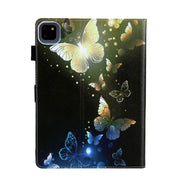 For iPad Pro 11 2024 Colored Drawing Leather Smart Tablet Case(Gold Butterflies)