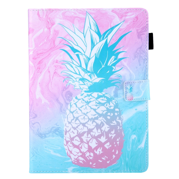For iPad Pro 11 2024 Colored Drawing Leather Smart Tablet Case(Blue Pink Pineapple)