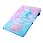 For iPad Pro 11 2024 Colored Drawing Leather Smart Tablet Case(Blue Pink Pineapple)