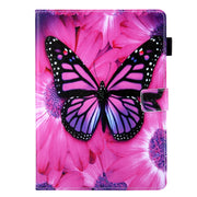 For iPad Pro 11 2024 Colored Drawing Leather Smart Tablet Case(Red Flower Pink Butterfly)