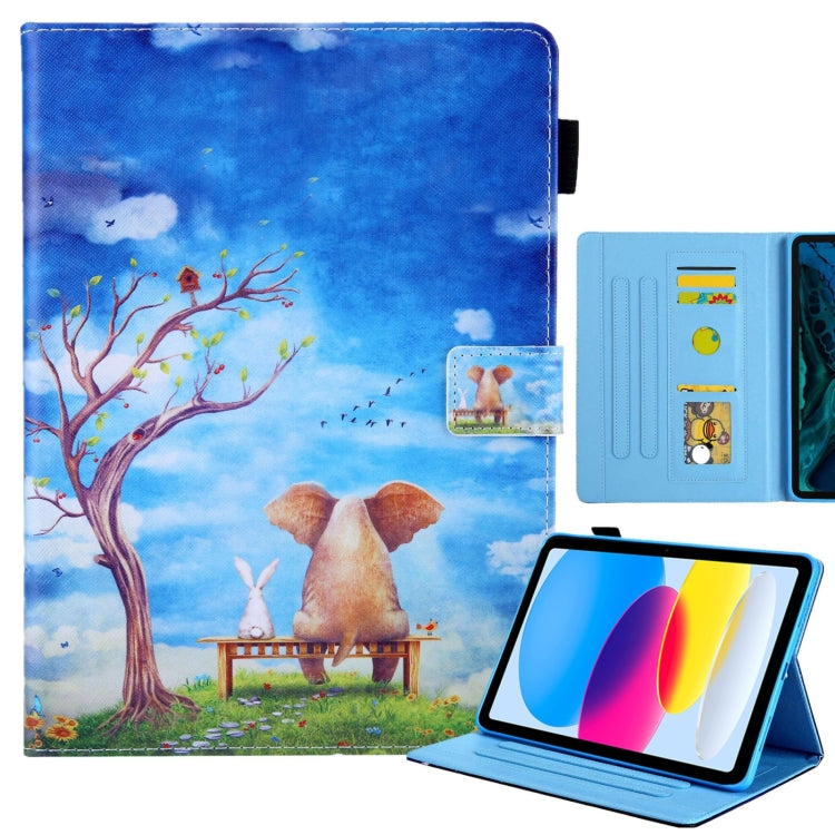 For iPad Pro 11 2024 Colored Drawing Leather Smart Tablet Case(Elephant Rabbit)