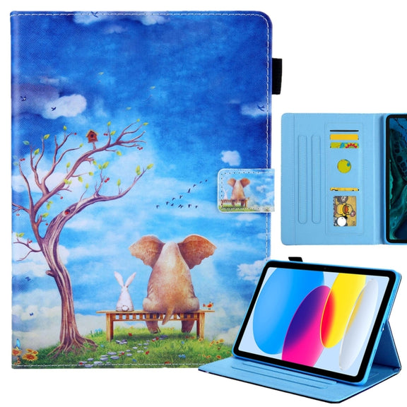 For iPad Pro 11 2024 Colored Drawing Leather Smart Tablet Case(Elephant Rabbit)