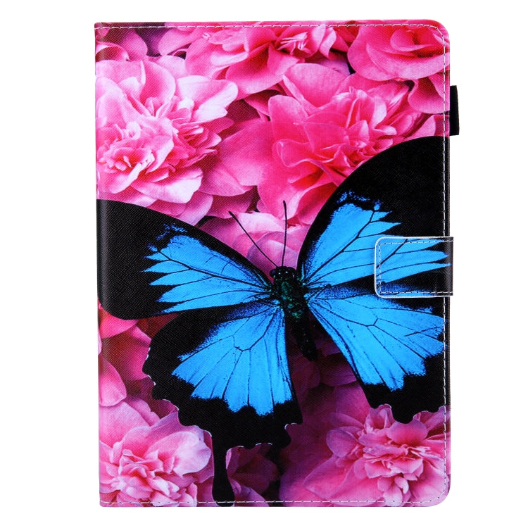 For iPad Pro 11 2024 Colored Drawing Leather Smart Tablet Case(Red Flower Blue Butterfly)