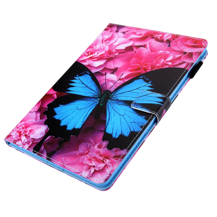 For iPad Pro 11 2024 Colored Drawing Leather Smart Tablet Case(Red Flower Blue Butterfly)
