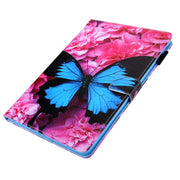 For iPad Pro 11 2024 Colored Drawing Leather Smart Tablet Case(Red Flower Blue Butterfly)