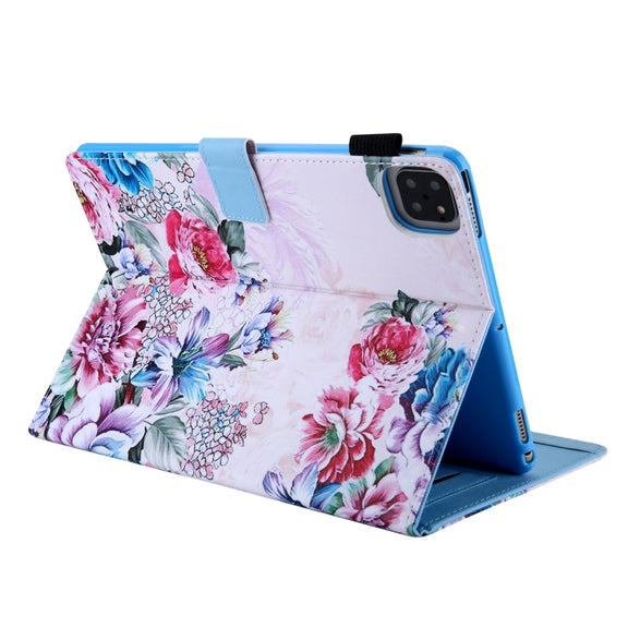 For iPad Pro 11 2024 Colored Drawing Leather Smart Tablet Case(Rose)