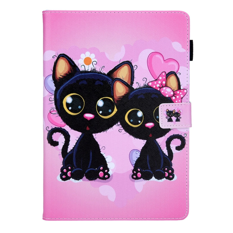 For iPad Pro 11 2024 Colored Drawing Leather Smart Tablet Case(Two Black Cats)