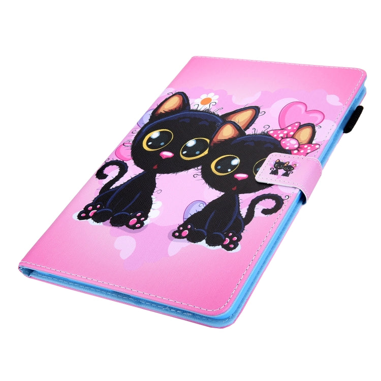 For iPad Pro 11 2024 Colored Drawing Leather Smart Tablet Case(Two Black Cats)