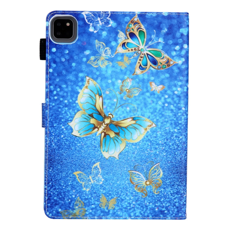 For iPad Pro 11 2024 Colored Drawing Leather Smart Tablet Case(Golden Butterfly)