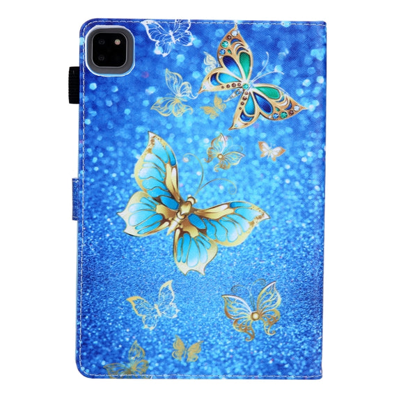 For iPad Pro 11 2024 Colored Drawing Leather Smart Tablet Case(Golden Butterfly)