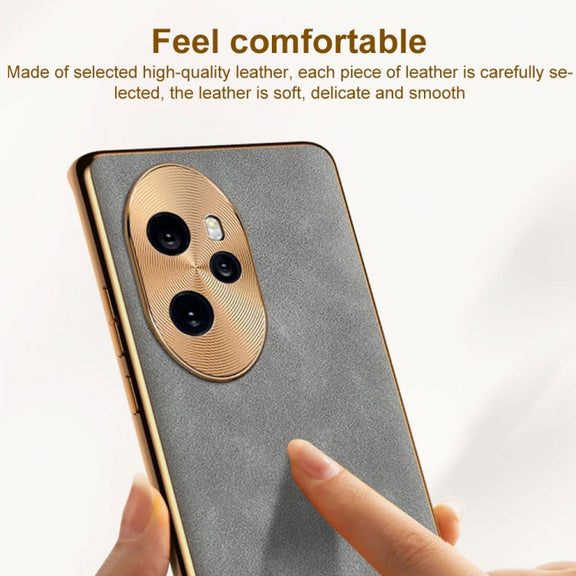 For Honor Magic6 Pro Electroplating Lambskin Leather Phone Case(Green)