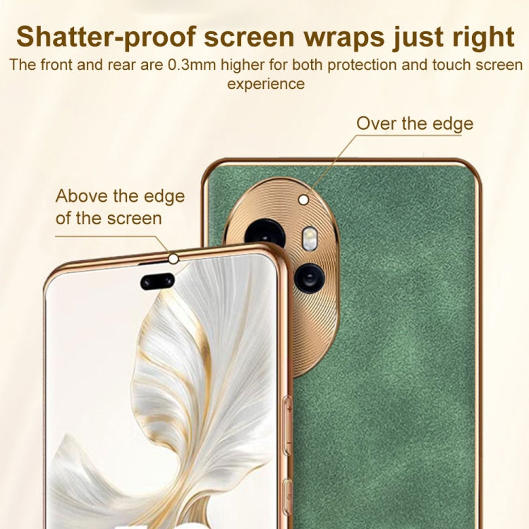 For Honor Magic6 Pro Electroplating Lambskin Leather Phone Case(Green)