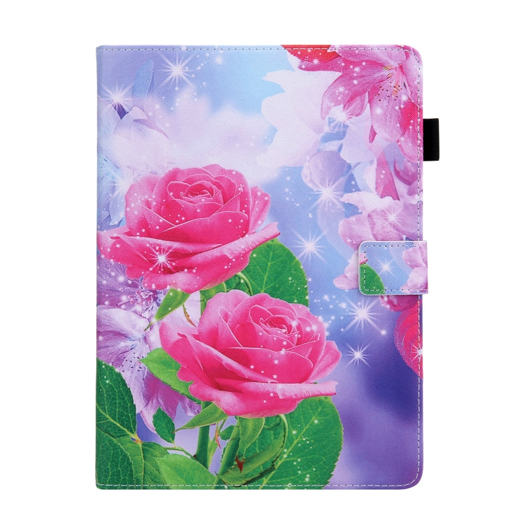 For iPad Pro 11 2024 Colored Drawing Leather Smart Tablet Case(Red Rose)