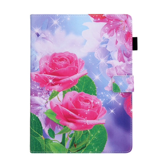 For iPad Pro 11 2024 Colored Drawing Leather Smart Tablet Case(Red Rose)