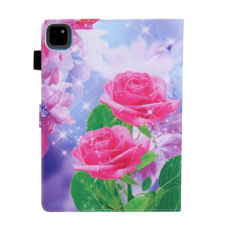For iPad Pro 11 2024 Colored Drawing Leather Smart Tablet Case(Red Rose)