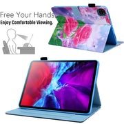For iPad Pro 11 2024 Colored Drawing Leather Smart Tablet Case(Red Rose)