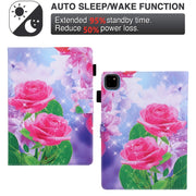 For iPad Pro 11 2024 Colored Drawing Leather Smart Tablet Case(Red Rose)