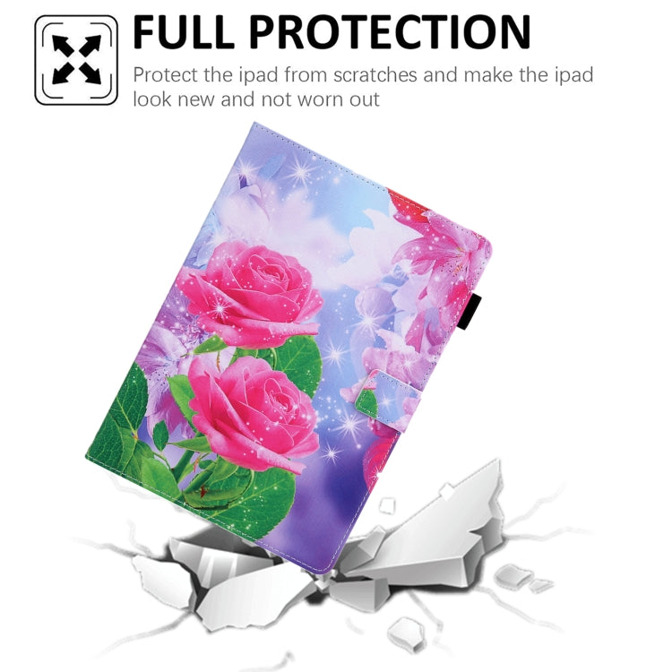 For iPad Pro 11 2024 Colored Drawing Leather Smart Tablet Case(Red Rose)