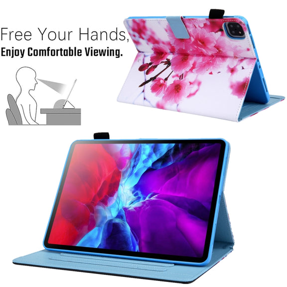 For iPad Pro 11 2024 Colored Drawing Leather Smart Tablet Case(Cherry Blossom)