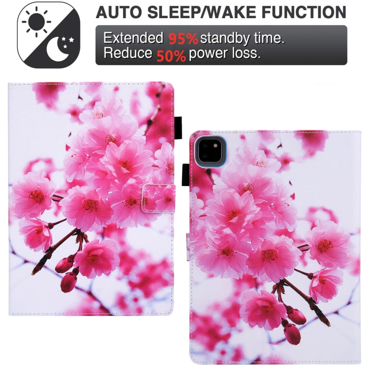 For iPad Pro 11 2024 Colored Drawing Leather Smart Tablet Case(Cherry Blossom)