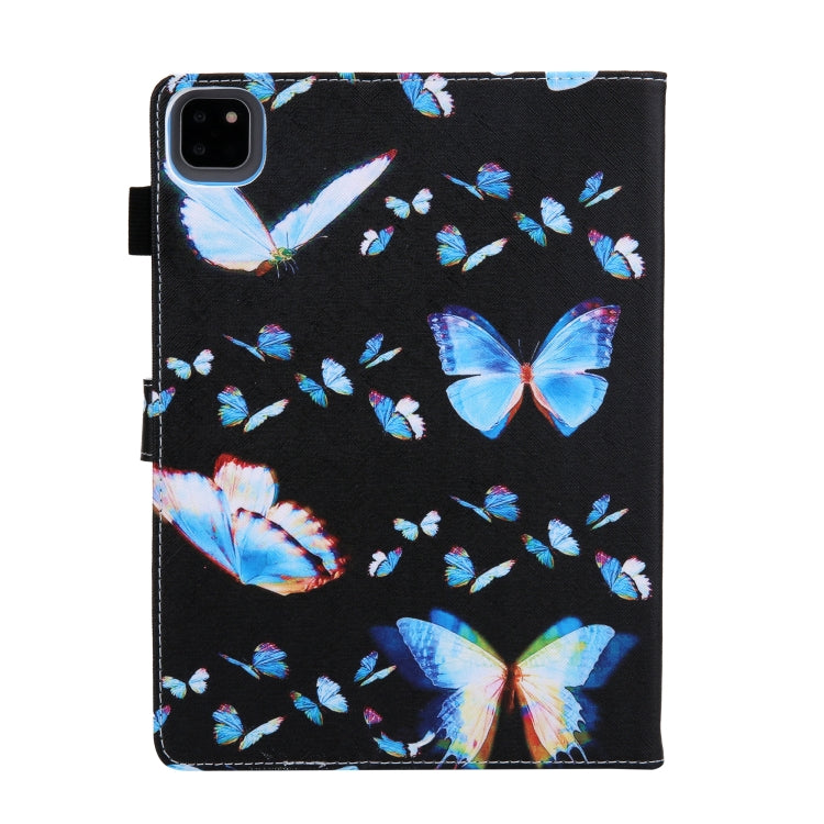 For iPad Pro 11 2024 Colored Drawing Leather Smart Tablet Case(Dream Blue Butterfly)