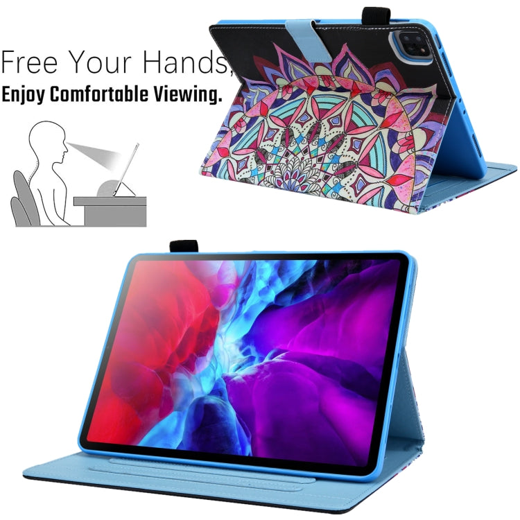 For iPad Pro 11 2024 Colored Drawing Leather Smart Tablet Case(National Flower)