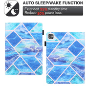 For iPad Pro 11 2024 Colored Drawing Leather Smart Tablet Case(Blue Grid)