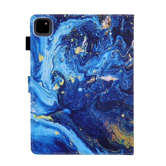 For iPad Pro 11 2024 Colored Drawing Leather Smart Tablet Case(Blue Gold)