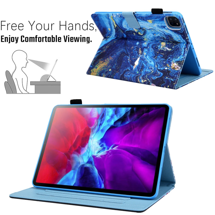 For iPad Pro 11 2024 Colored Drawing Leather Smart Tablet Case(Blue Gold)
