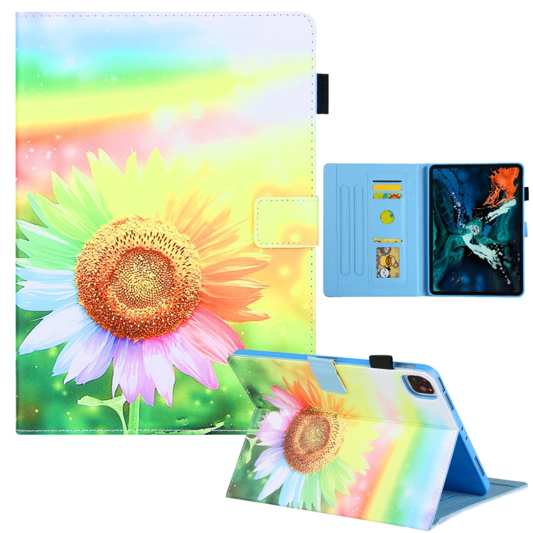 For iPad Pro 11 2024 Colored Drawing Leather Smart Tablet Case(Sunflower)