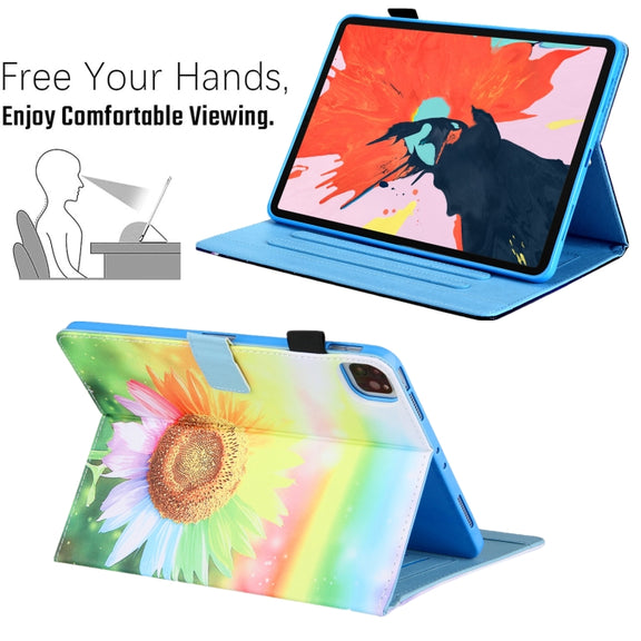 For iPad Pro 11 2024 Colored Drawing Leather Smart Tablet Case(Sunflower)