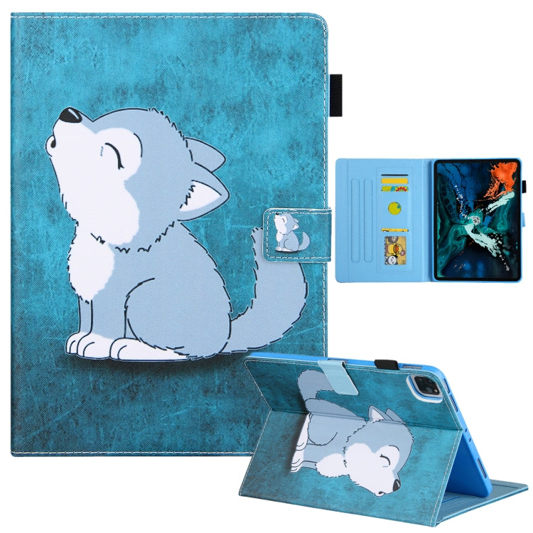 For iPad Pro 11 2024 Colored Drawing Leather Smart Tablet Case(Cute Wolf)