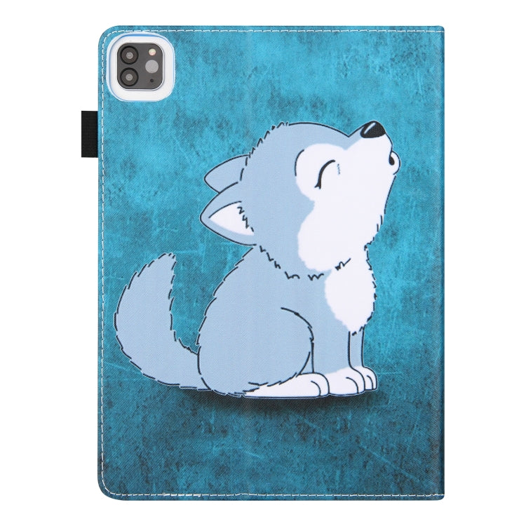 For iPad Pro 11 2024 Colored Drawing Leather Smart Tablet Case(Cute Wolf)