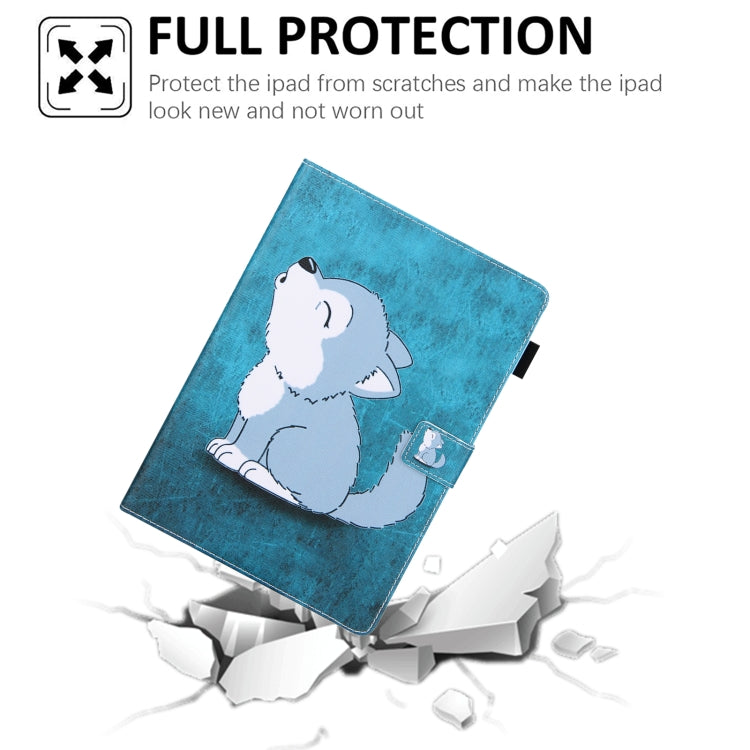 For iPad Pro 11 2024 Colored Drawing Leather Smart Tablet Case(Cute Wolf)
